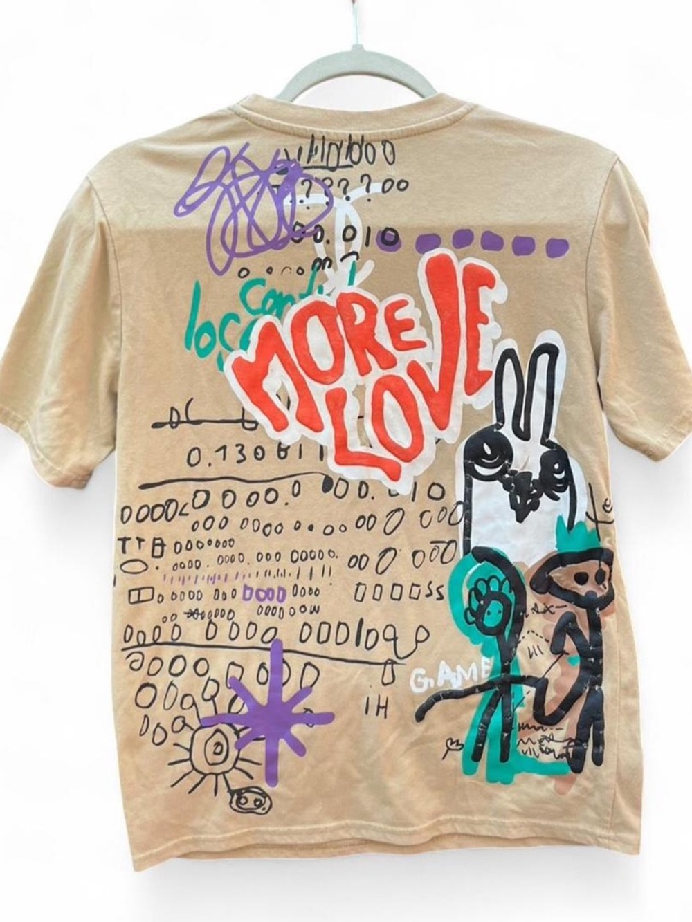 Kids Short-Sleeve Graphic Tee - Beige "More Love" Back Print